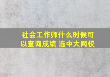 社会工作师什么时候可以查询成绩 选中大网校